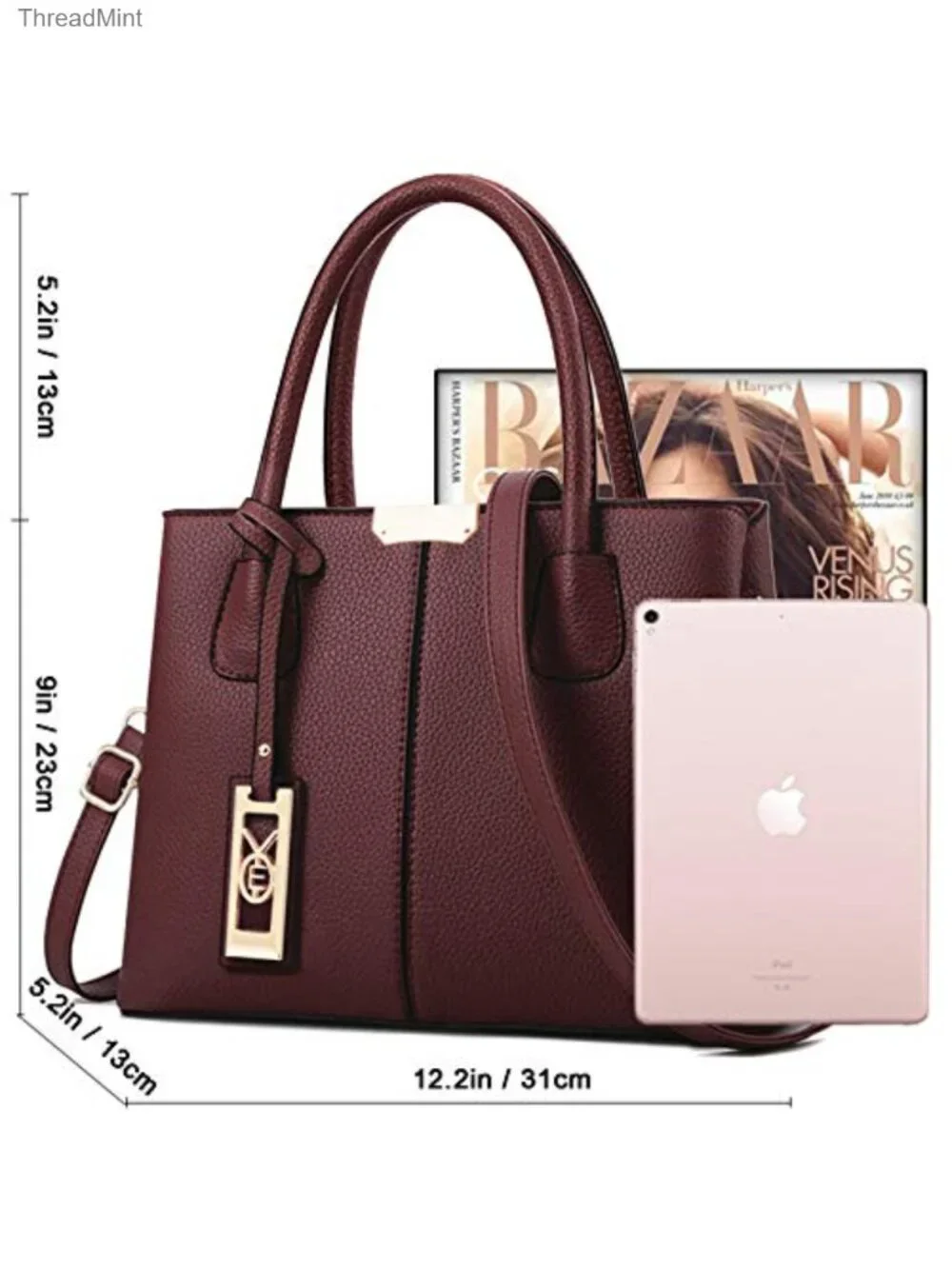 Faux Leather Top Handle Satchel Purse Handbag Shoulder Tote Women